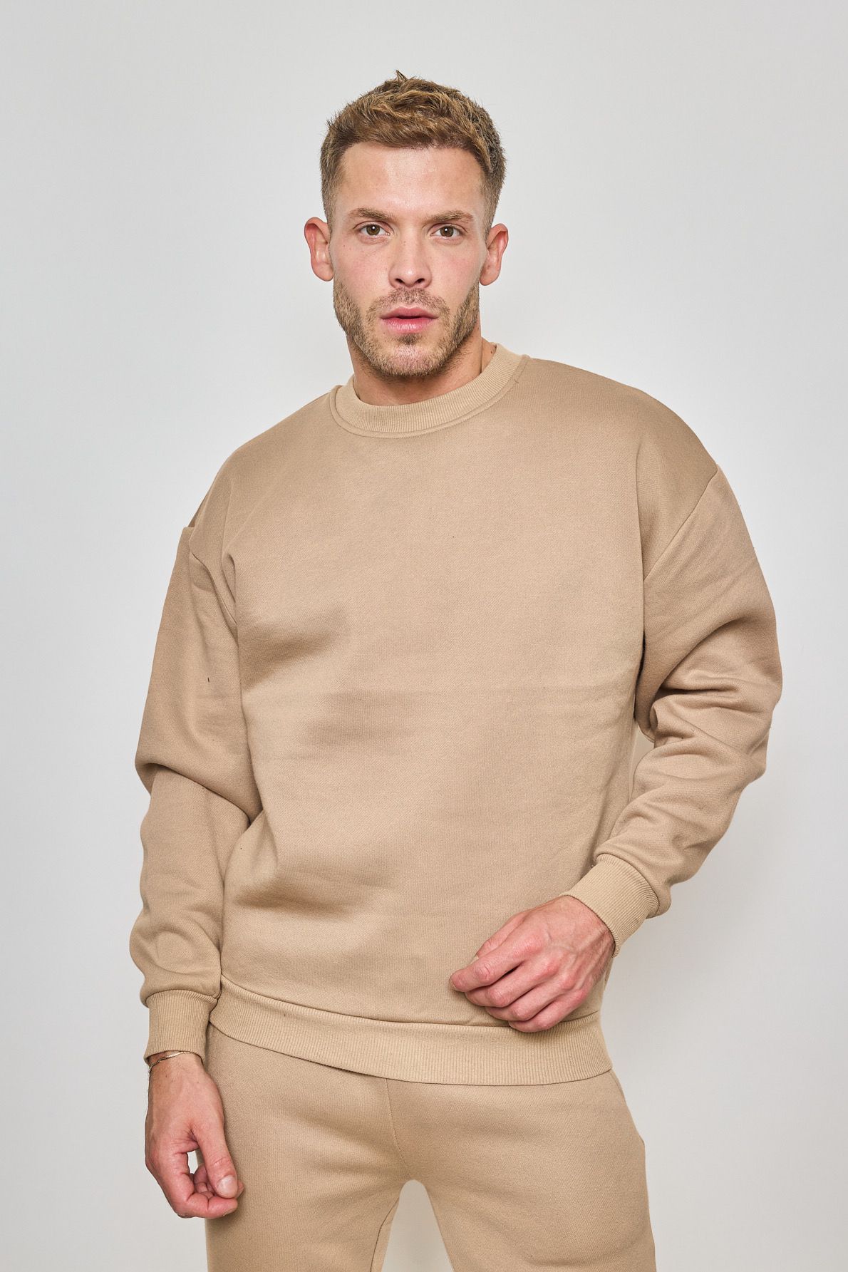 Sweat simple sans capuche camel