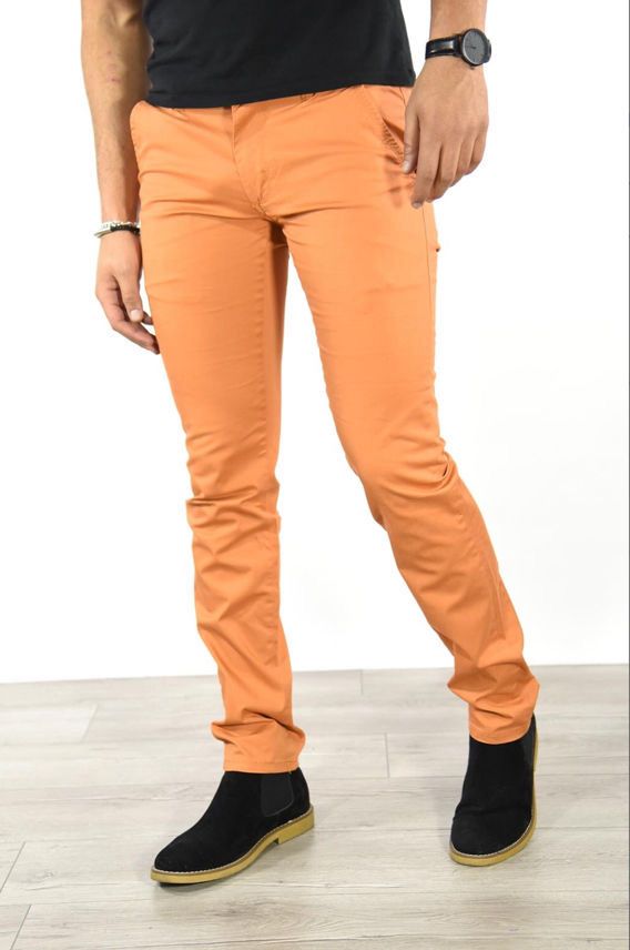 Pantalon chino orange homme coupe slim