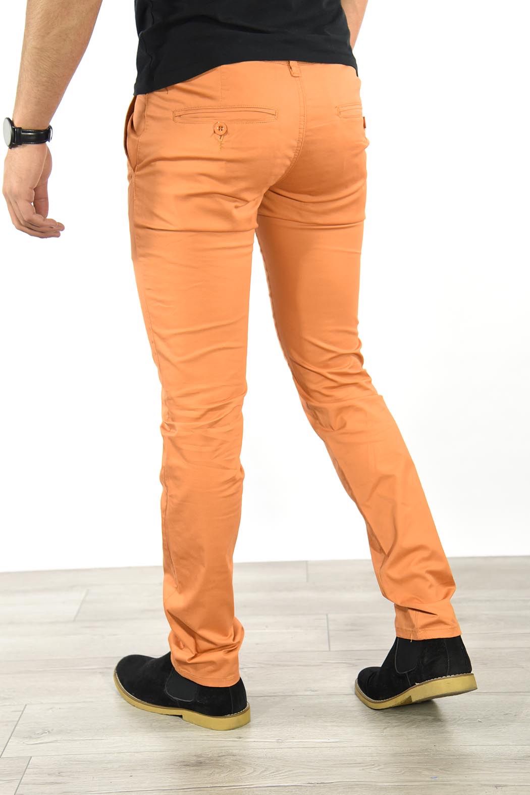 Pantalon chino orange homme coupe slim