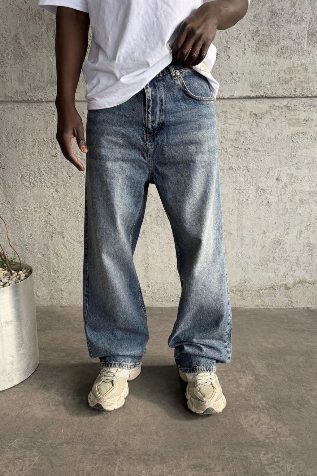 Jean Homme Baggy Large bleu