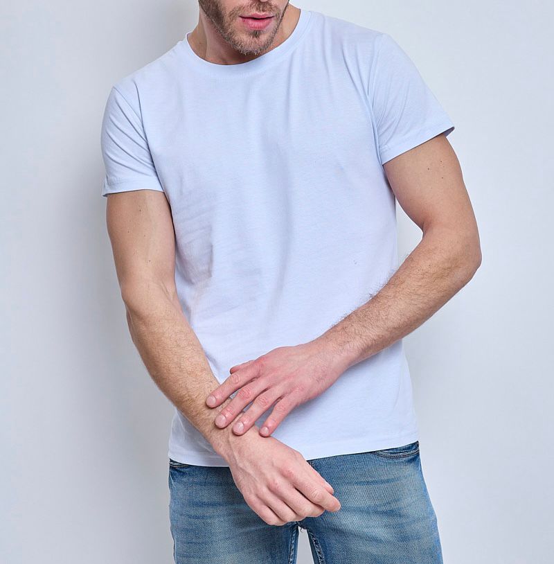 T-shirt col rond blanc coton homme
