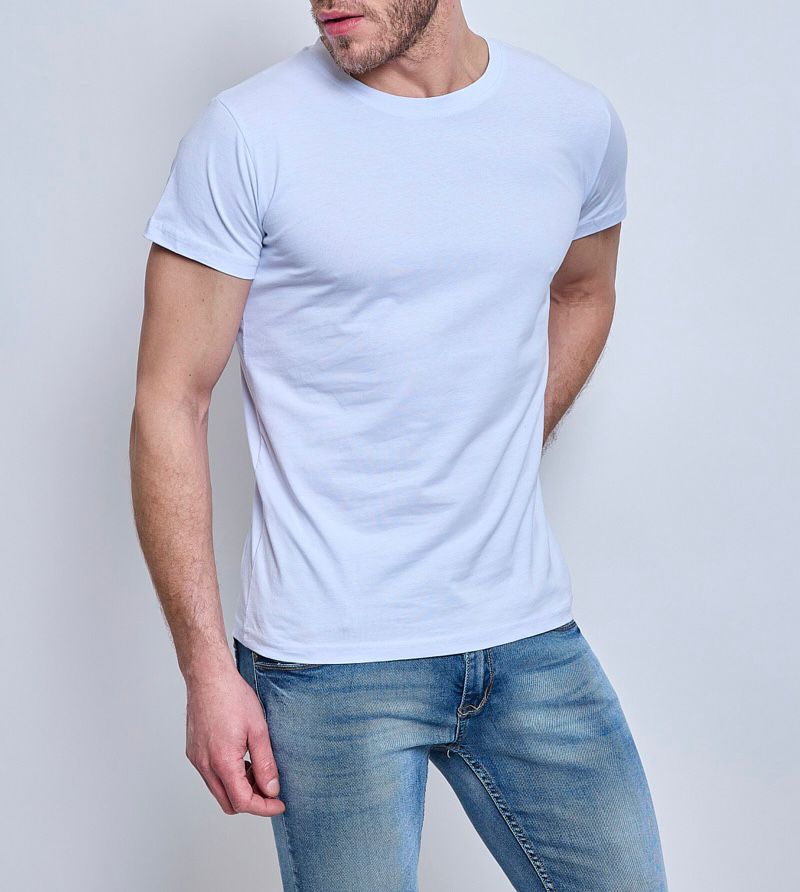 T-shirt col rond blanc coton homme