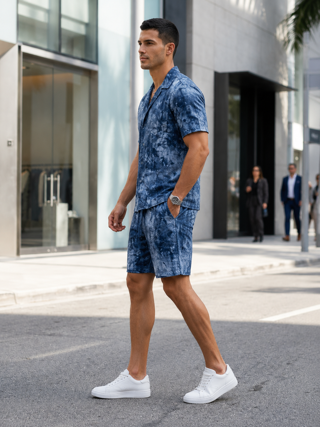 Ensemble homme bleu chemise short