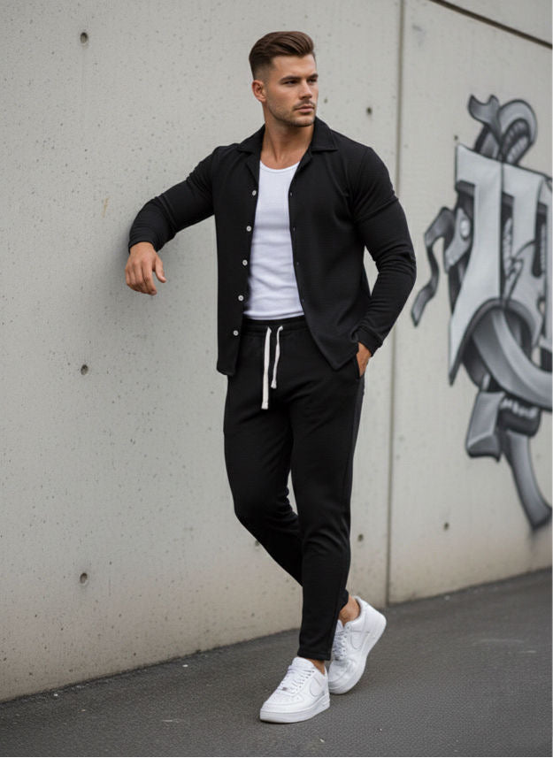 Ensemble pantalon chemise homme Noir
