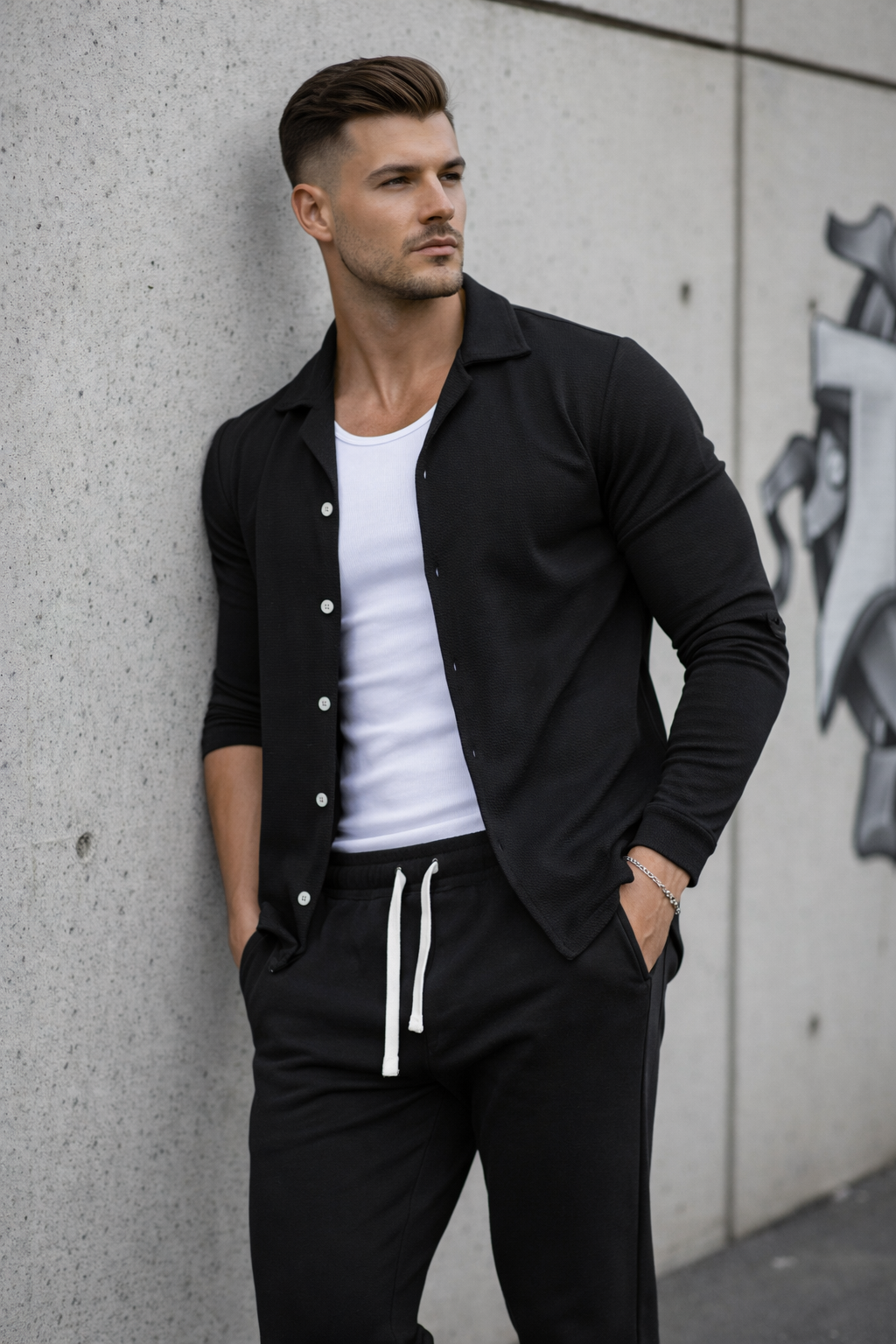 Ensemble pantalon chemise homme Noir