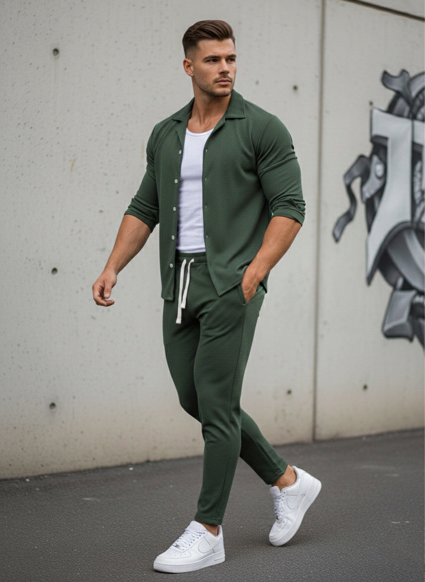 Ensemble pantalon chemise homme Vert