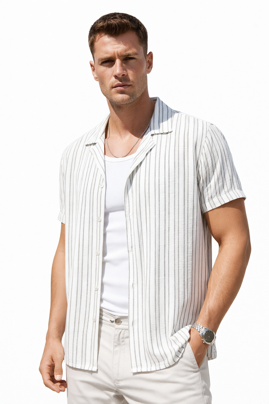 Chemise homme manches courtes blanc