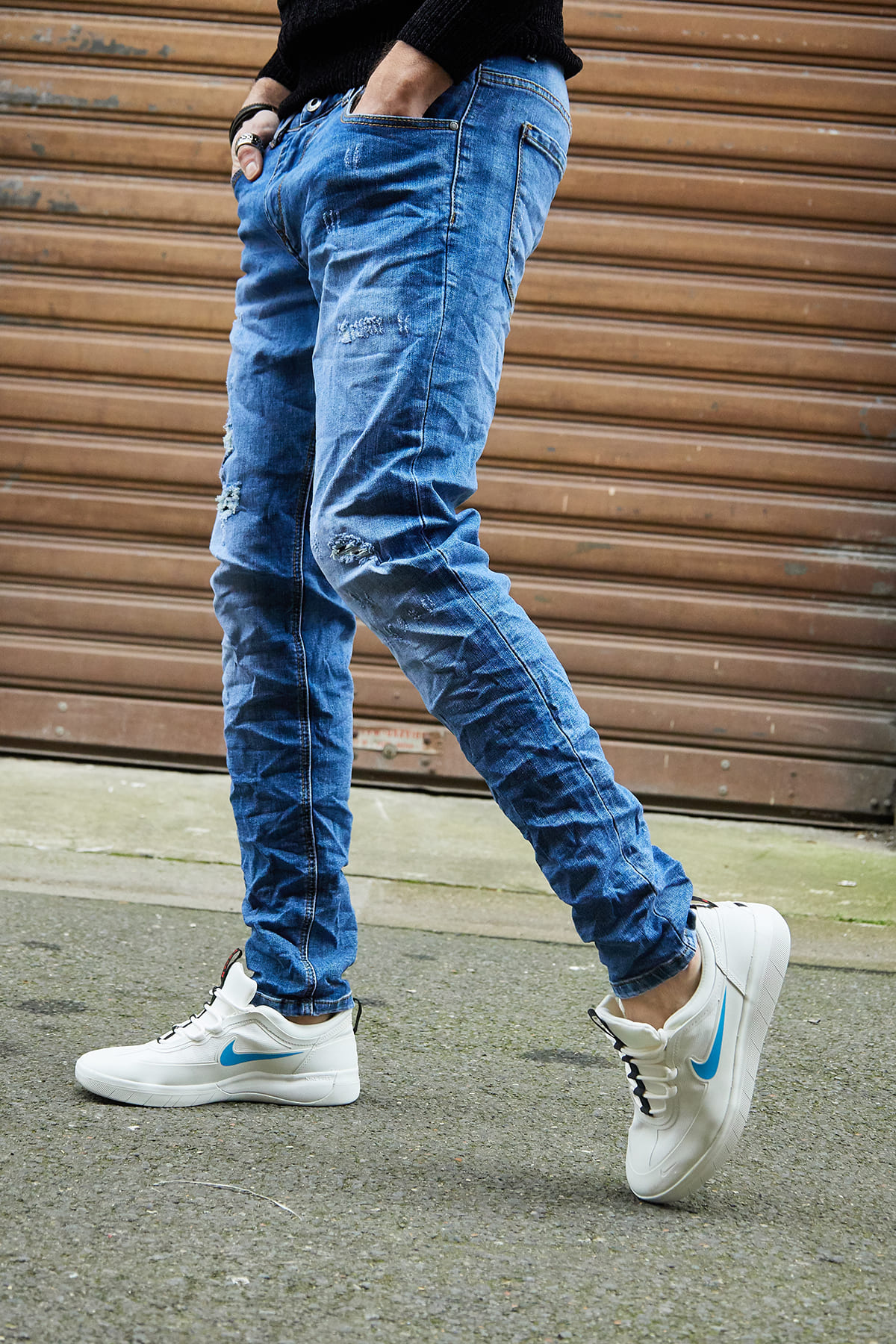 Jean Homme Slim Fit Destroy – Denim Bleu Délavé
