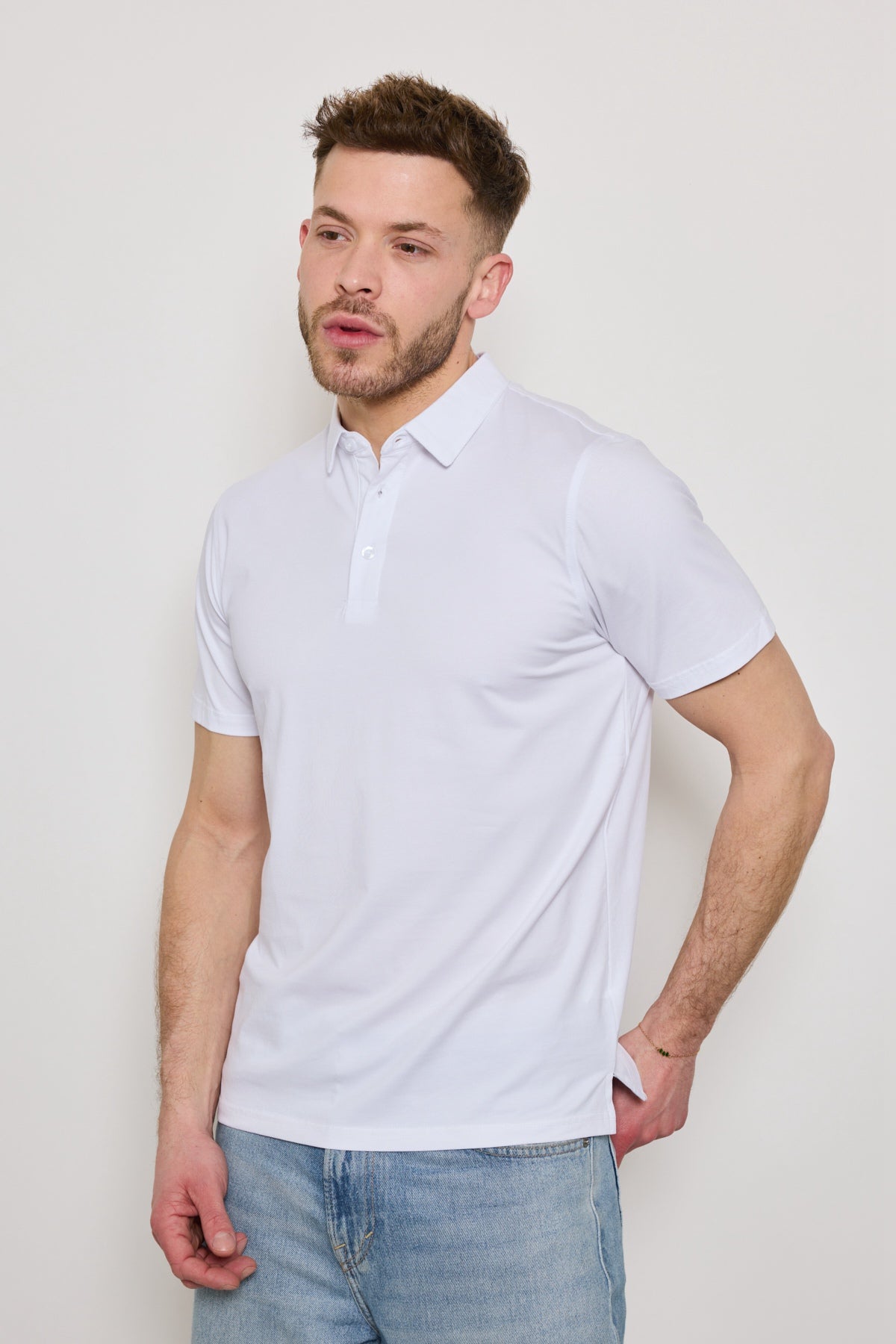 Polo BLANC Homme Basique Chic