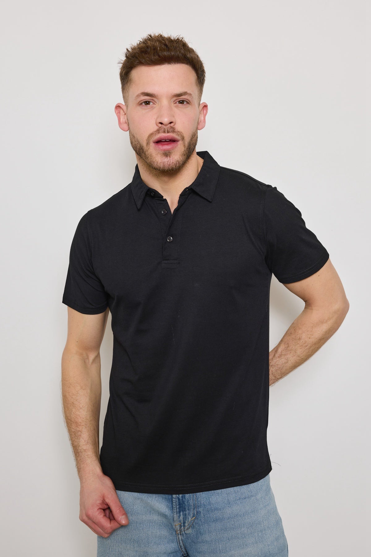Polo Noir Homme Basique Chic