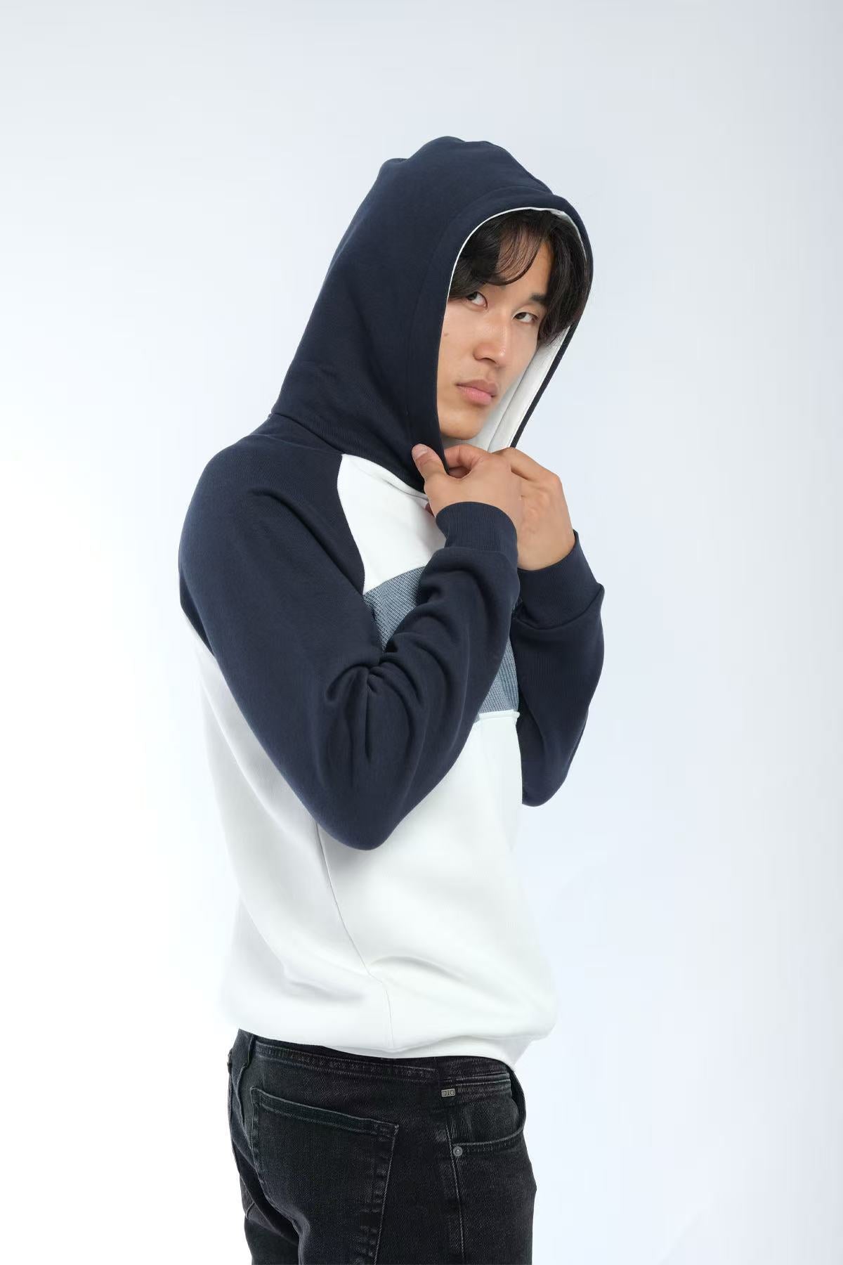 sweat à capuche bicolore