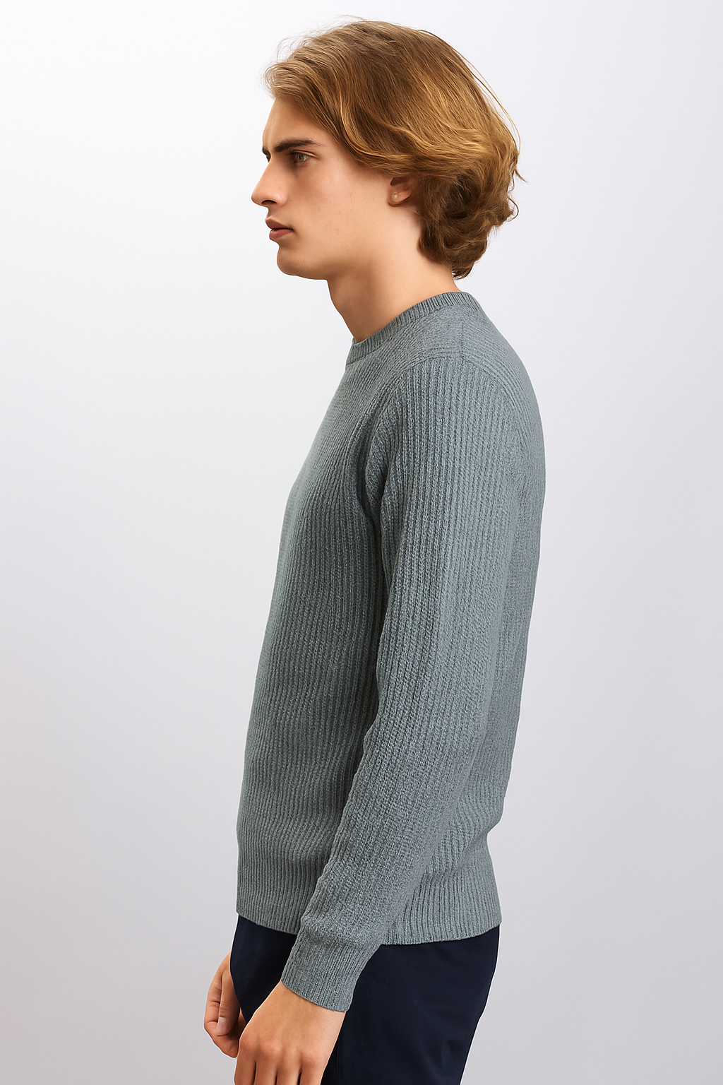 Pull Homme – Col Rond Maille côtelées