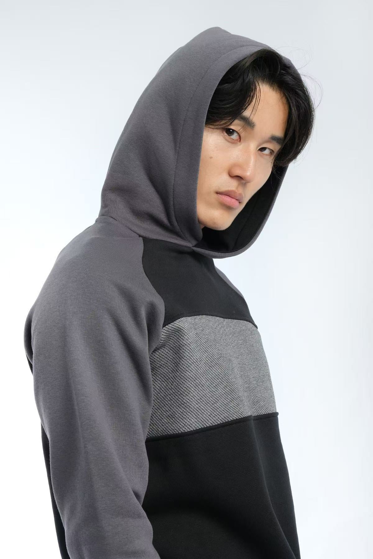 sweat à capuche bicolore