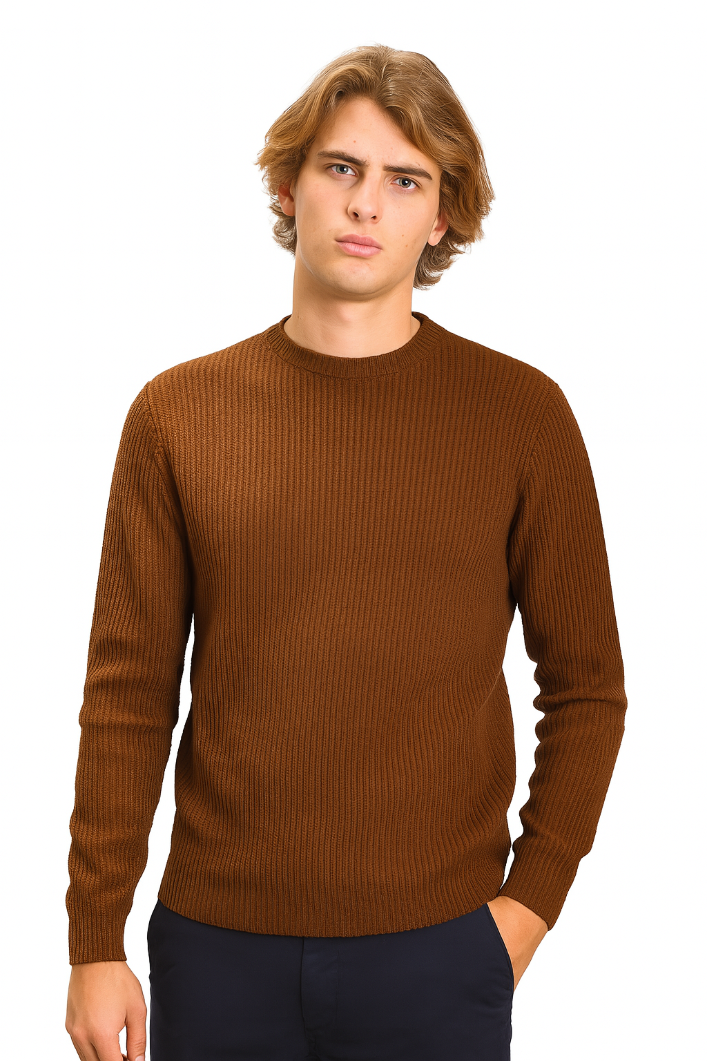 Pull Homme – Col Rond Maille côtelées
