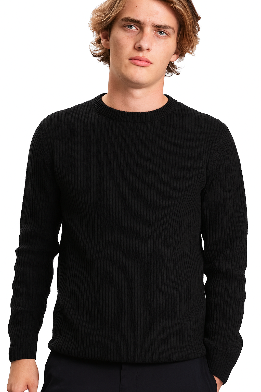 Pull Homme – Col Rond Maille côtelées