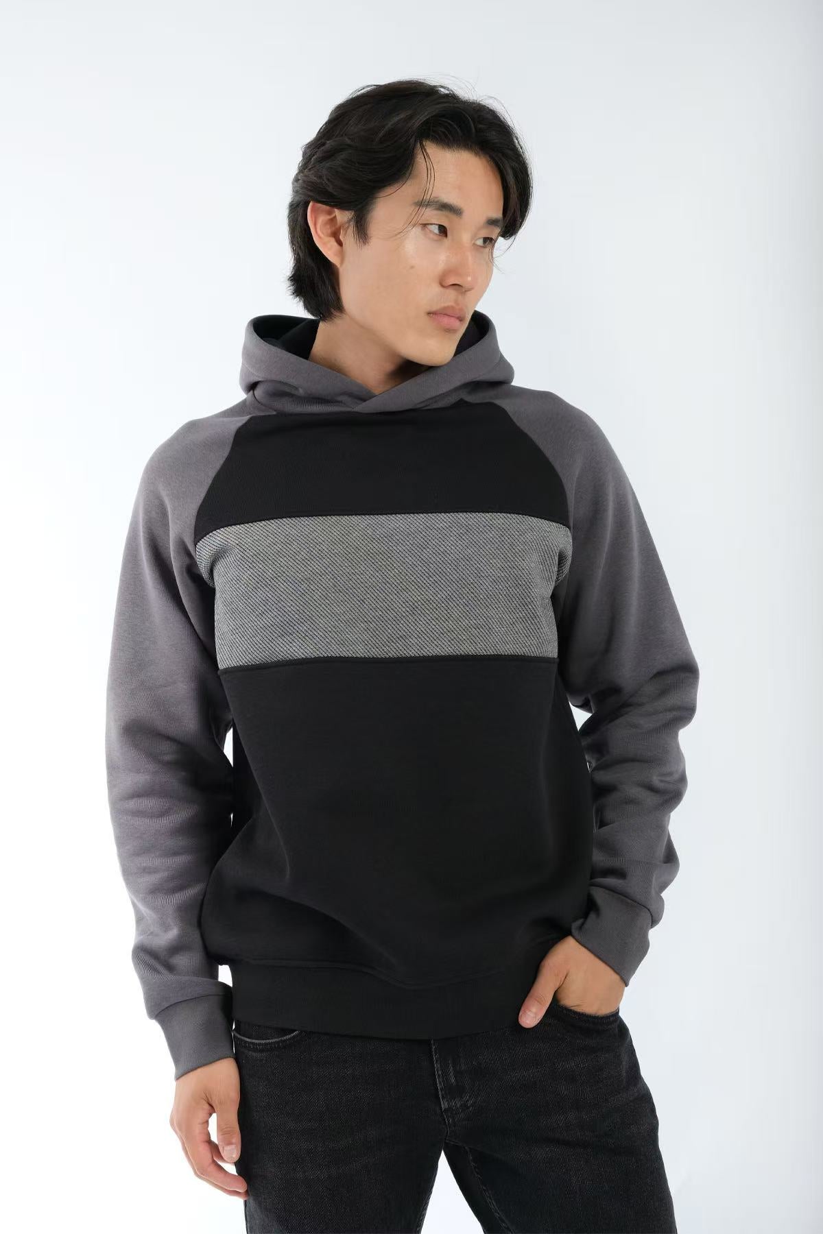 sweat à capuche bicolore