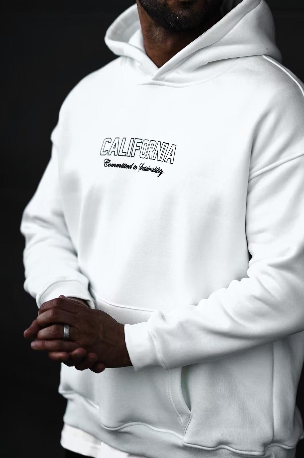 Sweat à capuche imprimé blanc