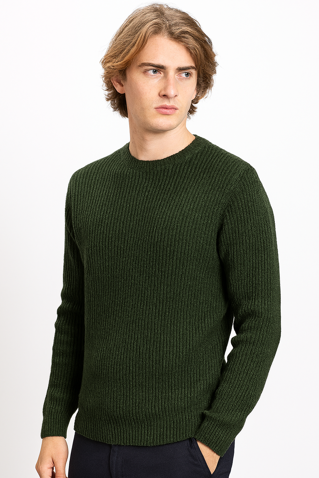 Pull Homme – Col Rond Maille côtelées