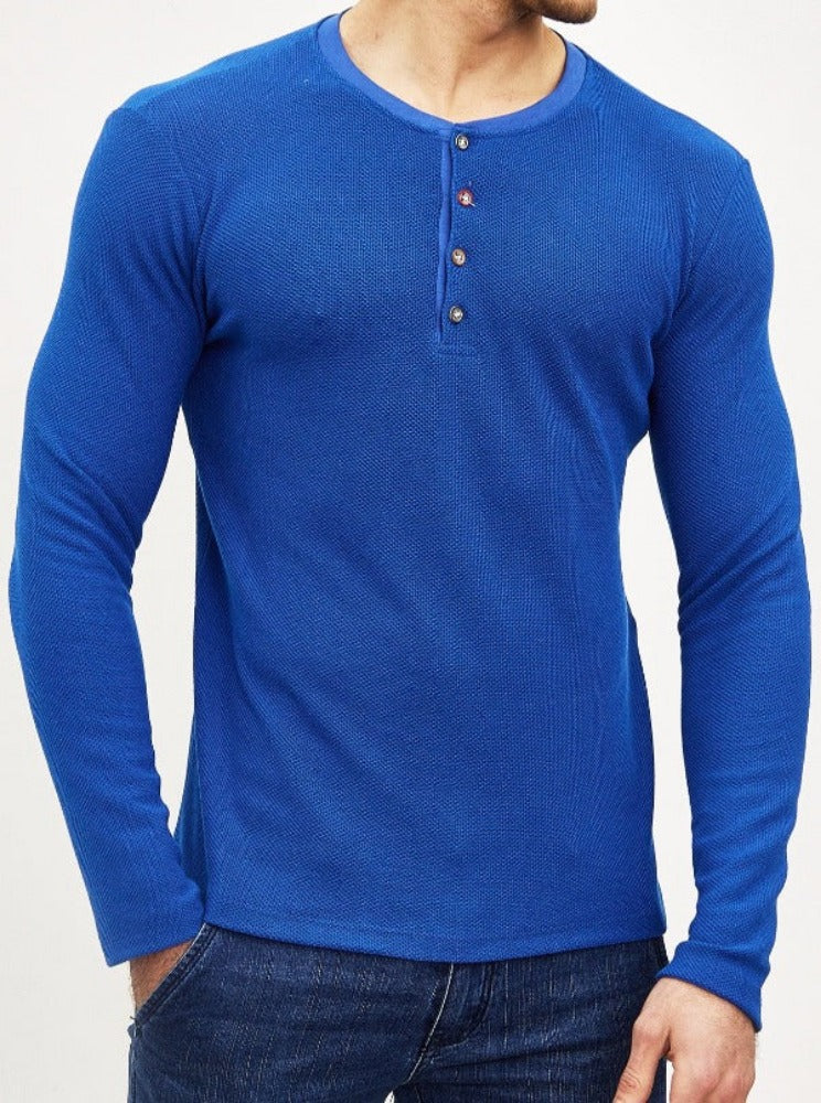 T-shirt manches longues bleu homme
