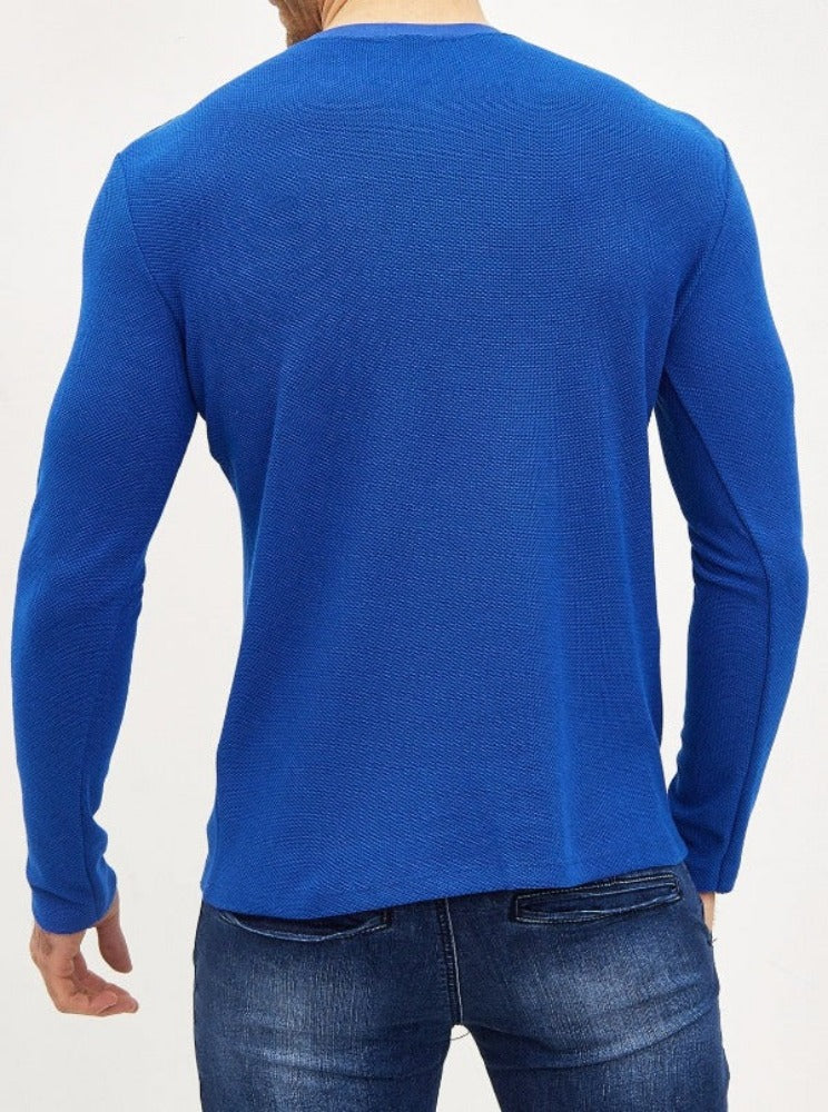 T-shirt manches longues bleu homme2