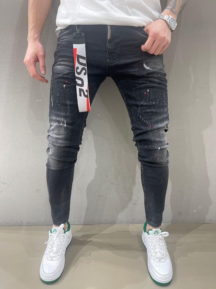 Jeans noir délavé skinny fashion DSQ2 homme