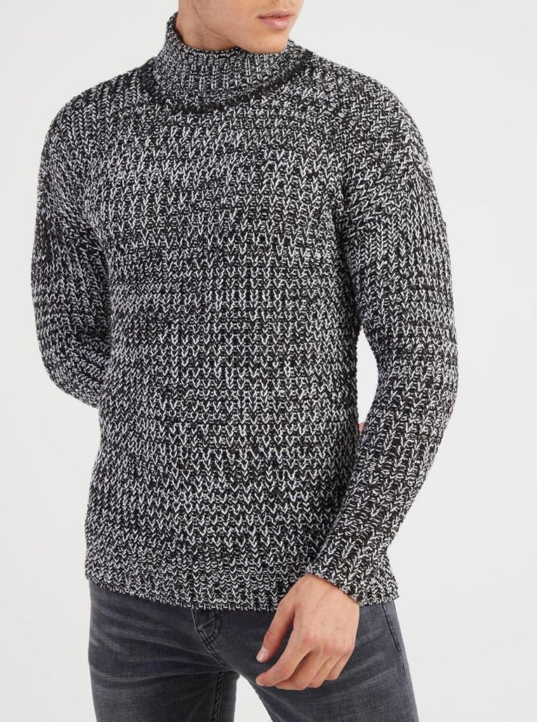 Pull col roulé noir homme fashion