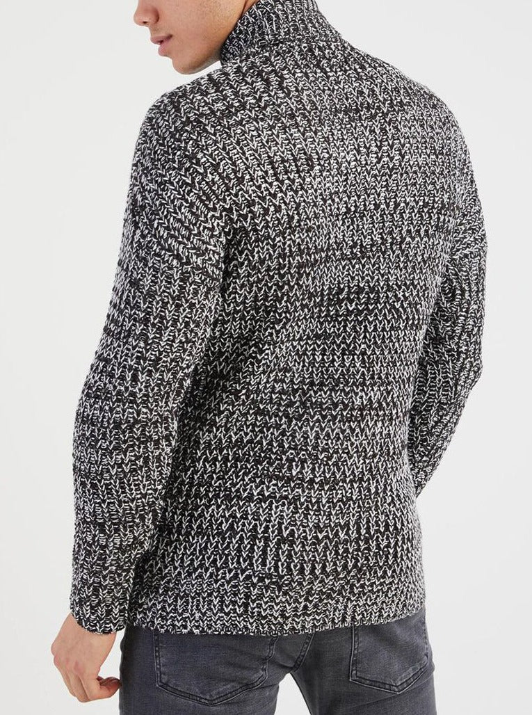 Pull col roulé noir homme fashion