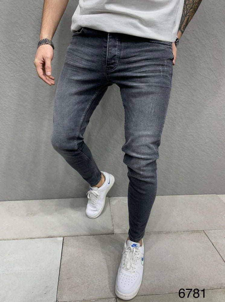 Jeans gris délavé skinny classique homme ilannfive