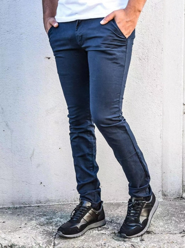 Pantalon chino bleu marine homme coupe slim1