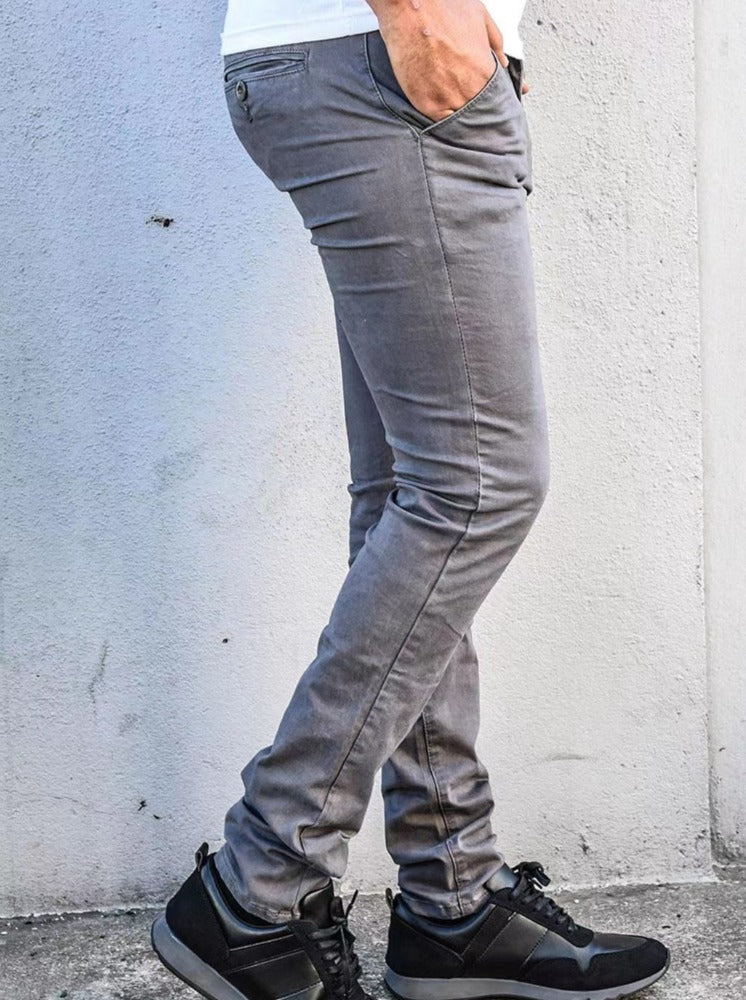Pantalon chino gris homme coupe slim2