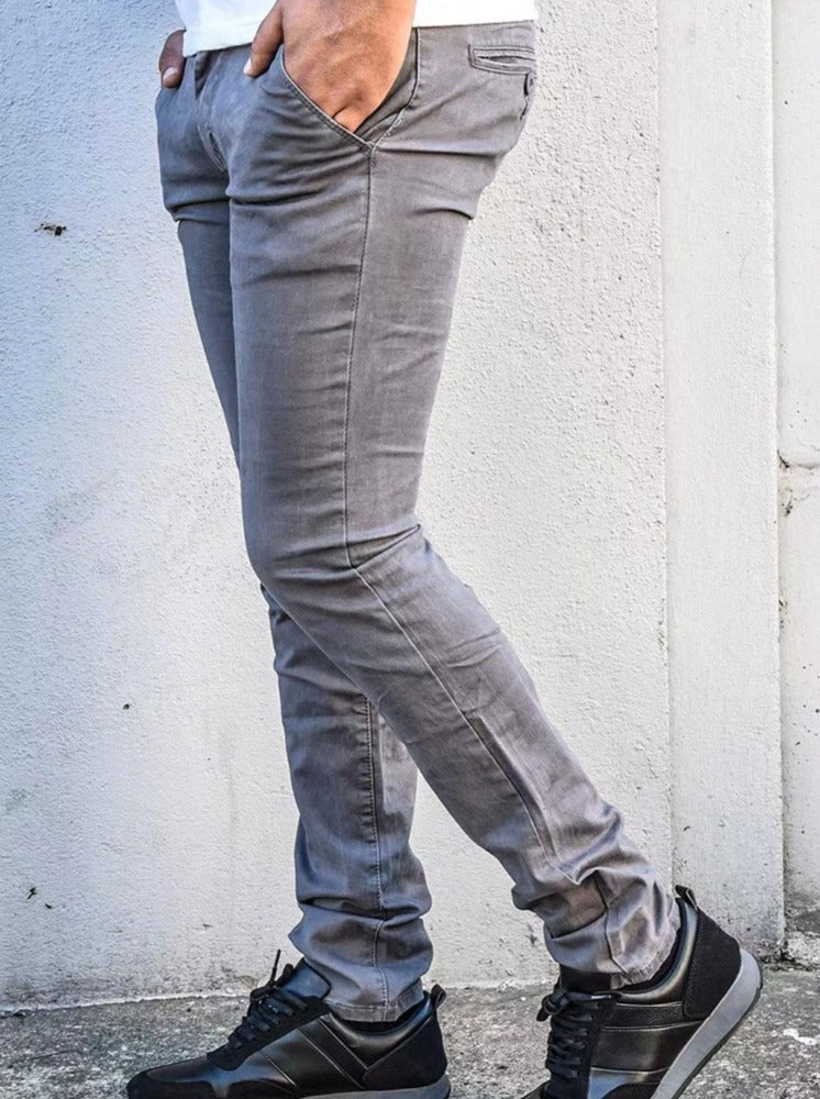 Pantalon chino gris homme coupe slim1