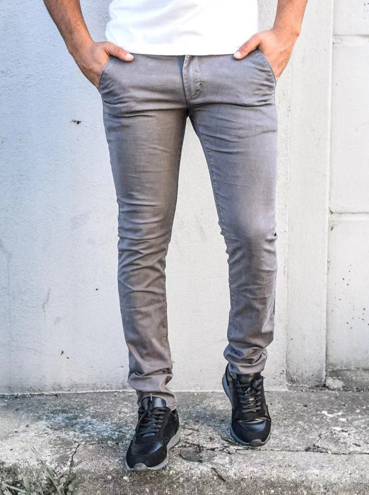 Pantalon chino gris homme coupe slim