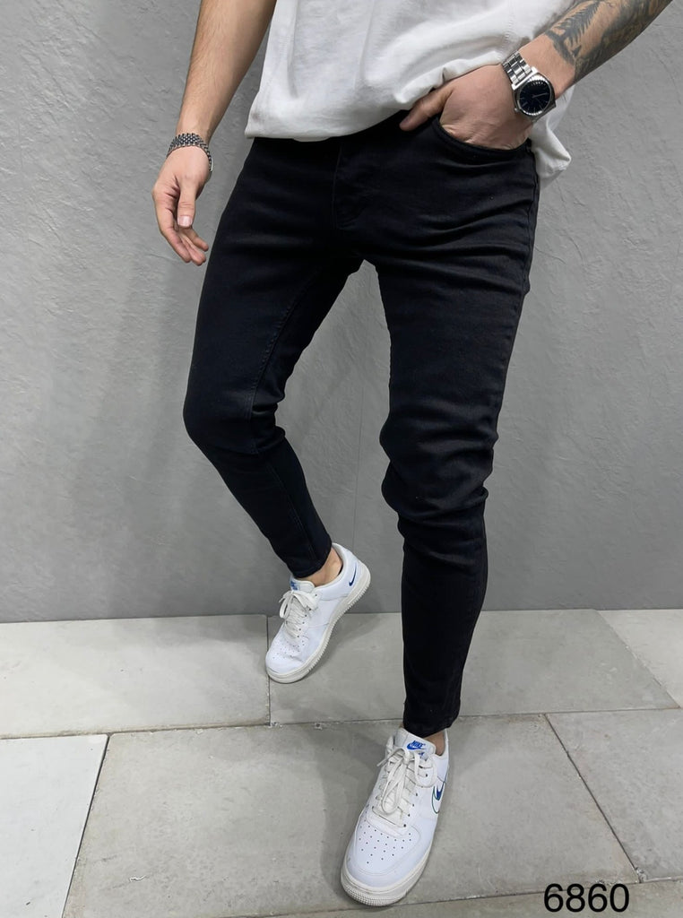2y premium Jeans noir skinny fashion avec déchirures homme ilannfive