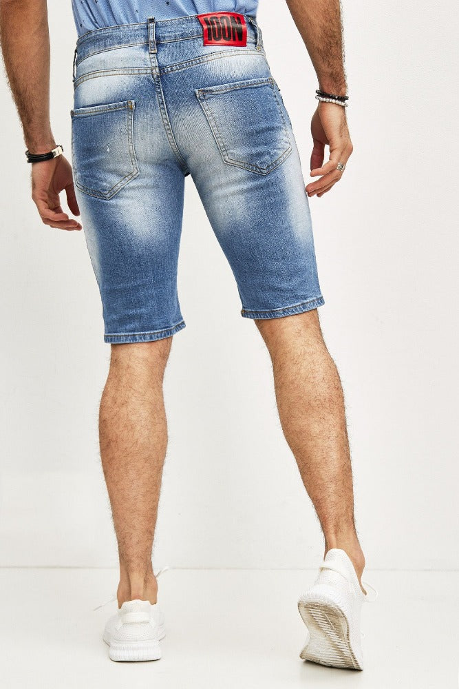 Short jeans bleu délavé marque Icon X homme stylé2