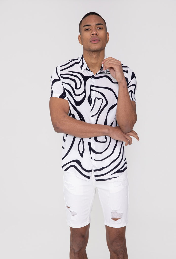 Chemise manches courtes légère motif animalier homme fashion ilannfive