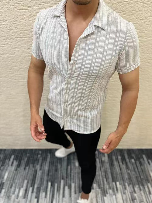 Chemisette gris à rayure fin homme