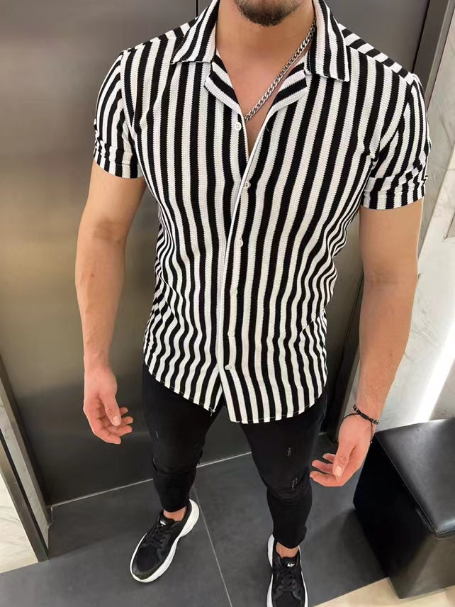 Chemise homme manches courtes à rayures