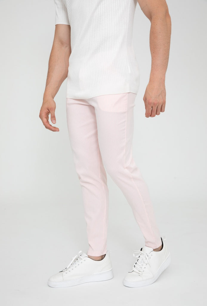 Pantalon chino à rayures rose stylé homme fashion ilannfive