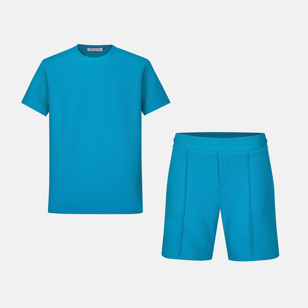 Ensemble t-shirt et short bleu azur homme fashion ilannfive