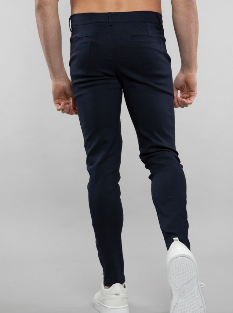 Pantalon chino slim confortable bleu marine homme