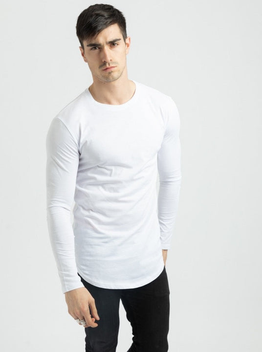 T-shirt oversize manche longue blanc homme - Frilivin