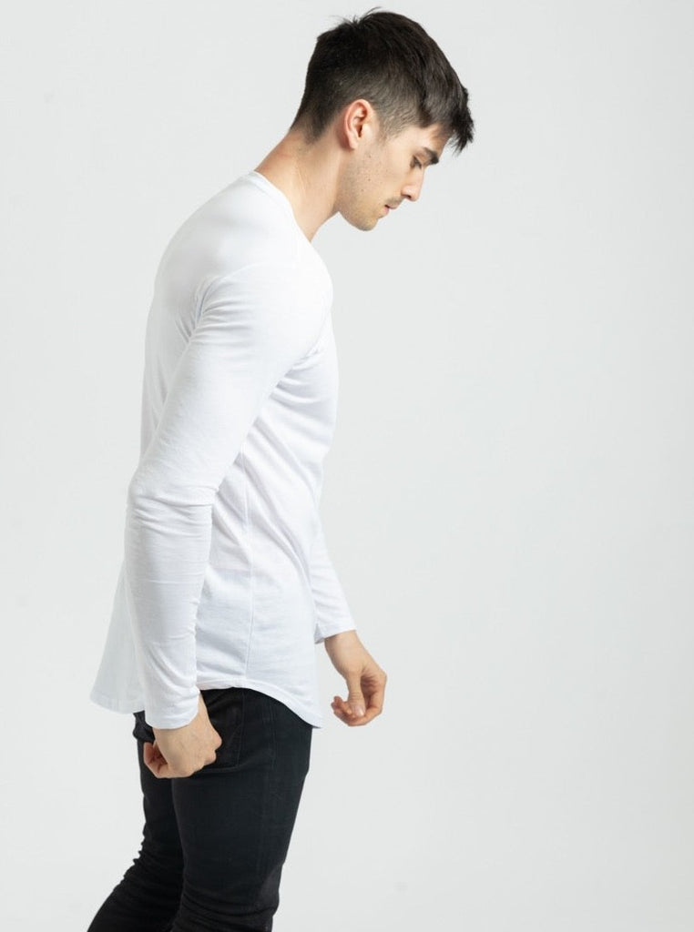 T-shirt oversize manche longue blanc homme