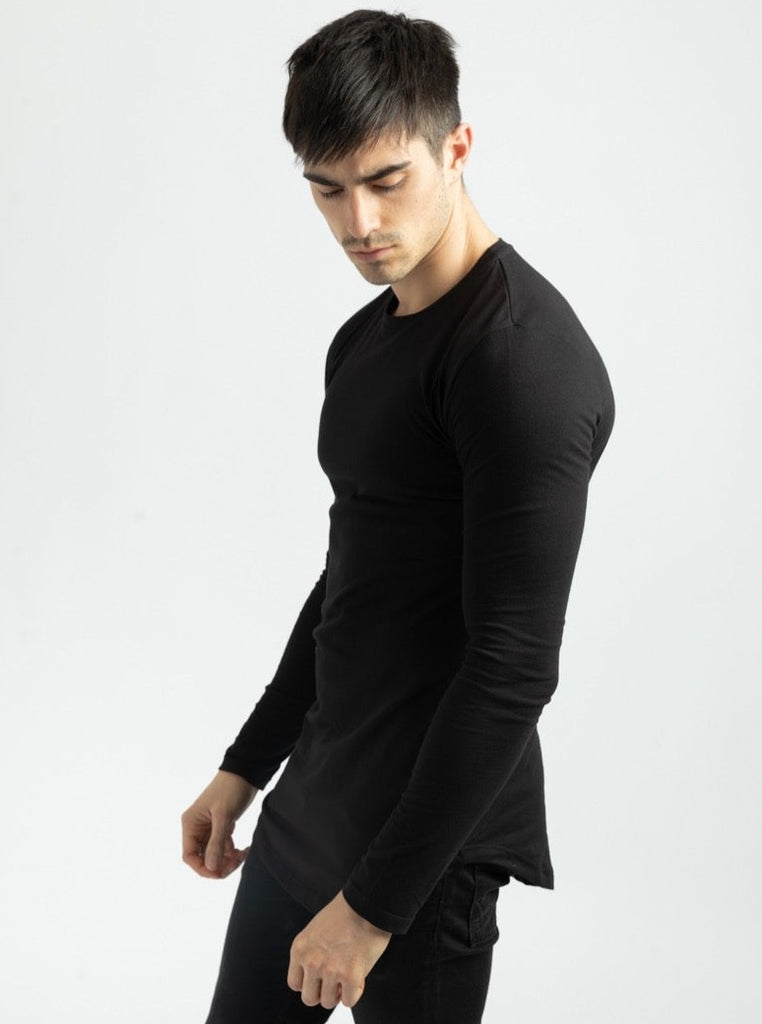 T-shirt oversize manche longue noir homme ilannfive