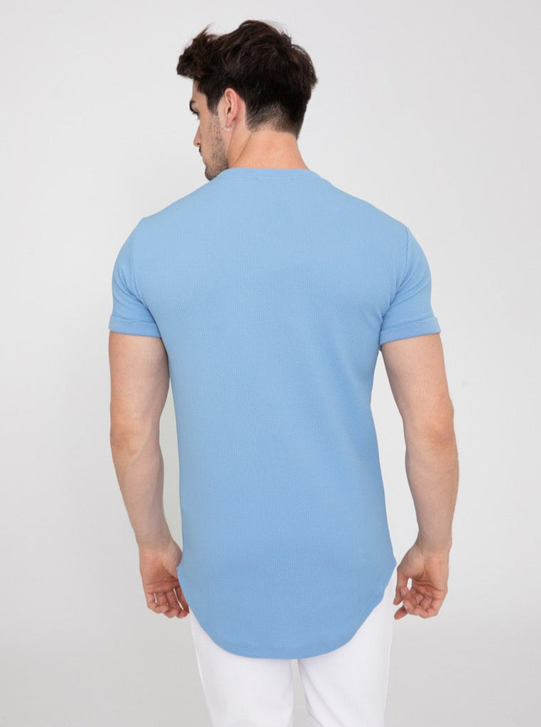 Frivilin T-shirt slim manche courte bleu classique homme ilannfive