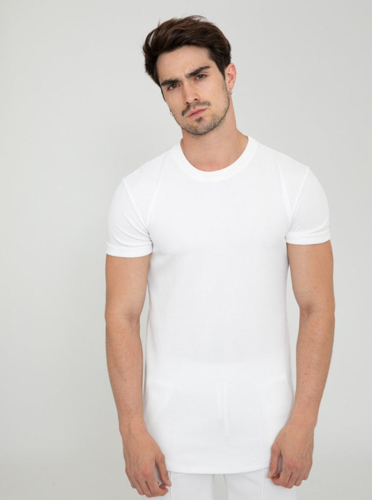 Frilivin T-shirt slim manche courte blanc classique homme ilannfive
