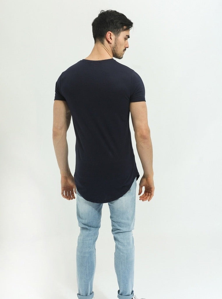 Frilivin T-shirt oversize manche courte bleu marine homme ilannfive