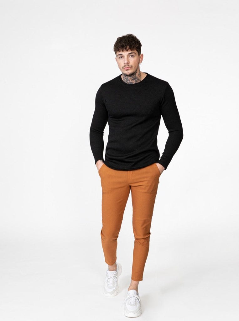 Frilivin pantalon chino slim confortable orange homme ilannfive