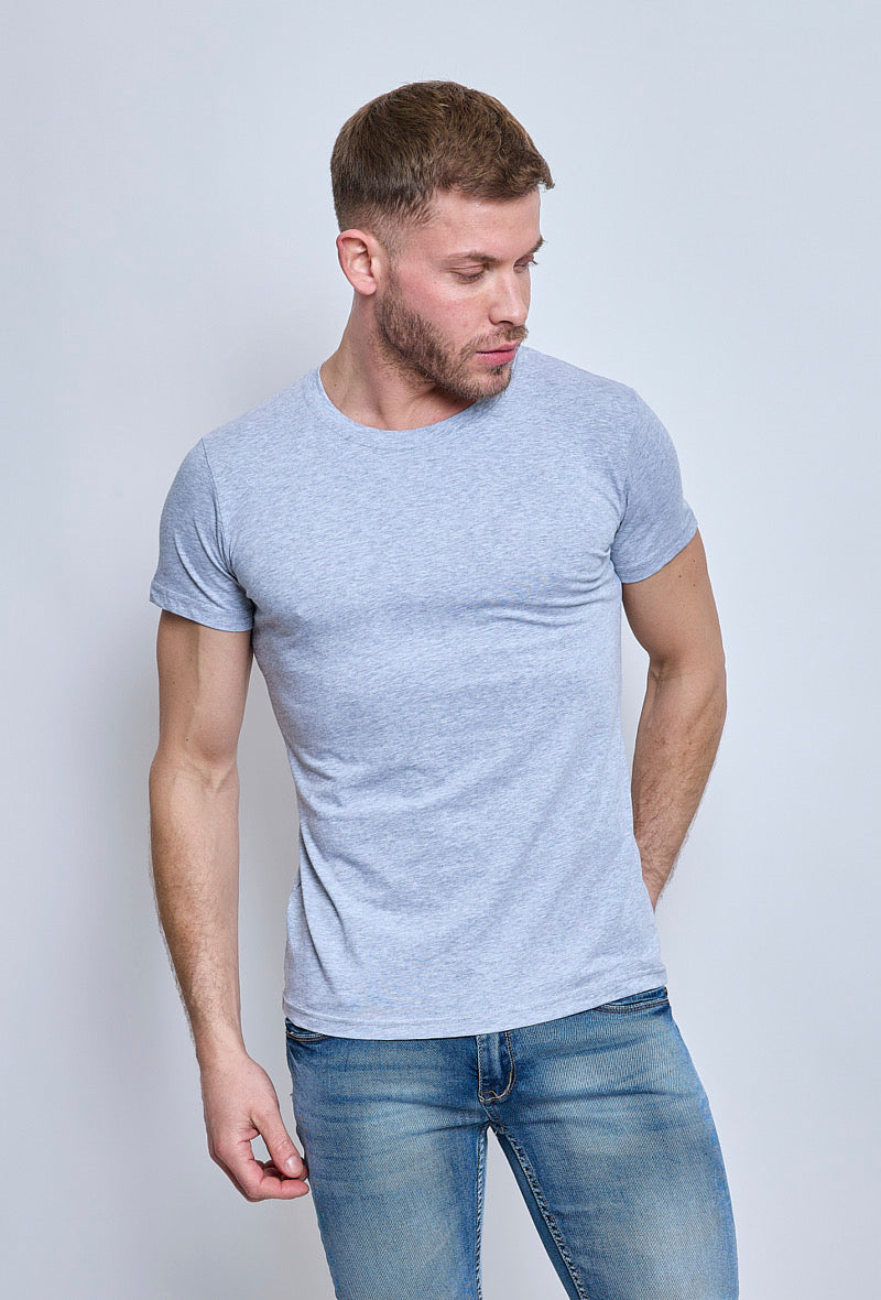 T-shirt col rond gris coton homme