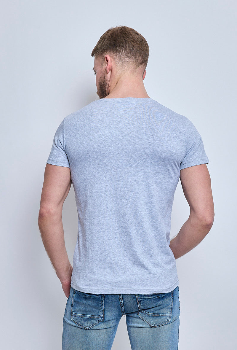T-shirt col rond gris coton homme