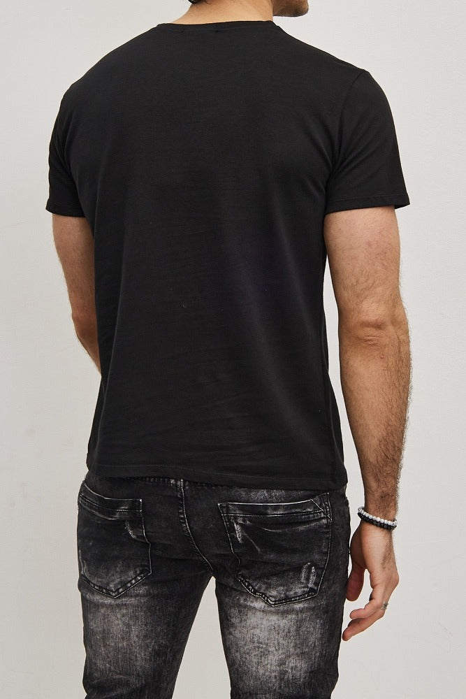 T-shirt manches courtes col rond noir homme2